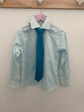 2nd Hand Long Sleeve Show Shirt with tie/ Turquoise/ 8yrs