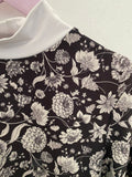 2nd Hand Long Sleeve Shirt/ White & Black Floral/ XS