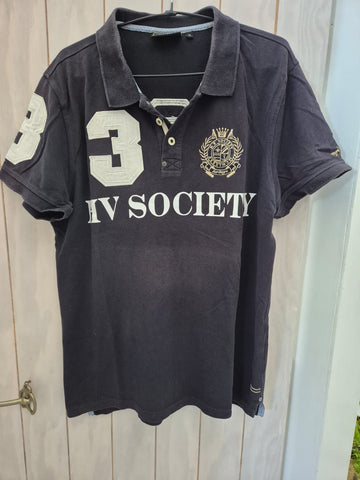2nd Hand HV Society Mens Polo Shirt/ 3Front&Back/Navy/ XL