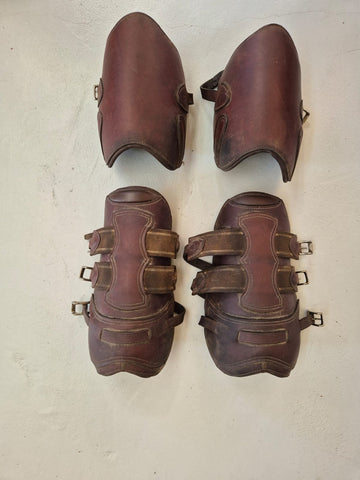 2nd Hand Horse Leather tendon boot set/ Brown/ Full