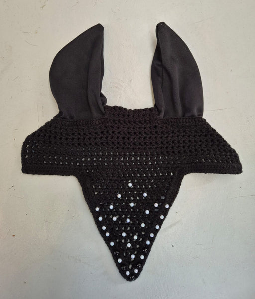 2nd Hand Black Ear veil with pearl detail/ Full