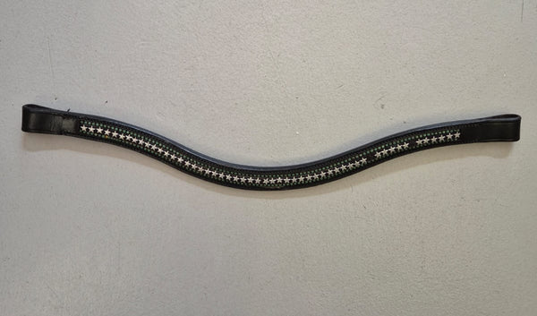 2nd Hand Harrys Horse Browband/ Black with Green stones/ Full