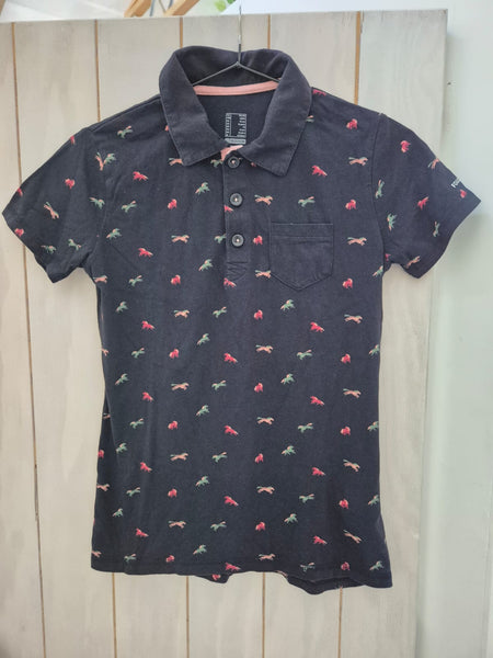 2nd Hand Decathlon Polo shirt/ Horse Print/ 14yrs