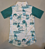 2nd Hand ESPOIR Show Shirt/Short Sleeve/XS/Horse Print Green Sleeve