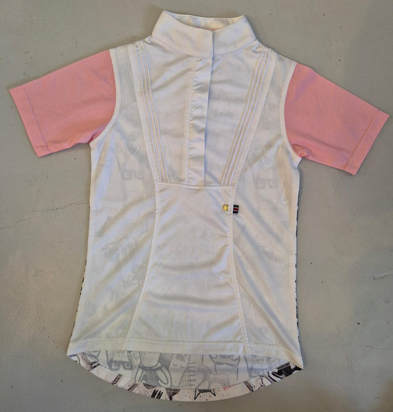 2nd Hand ESPOIR Show Shirt/Short Sleeve/XS/Pink Sleeve/Horse Print