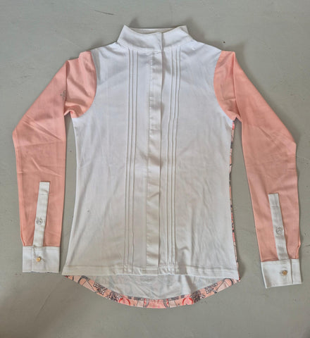 2nd Hand ESPOIR Show Shirt/Long Sleeve/Peach Horse Print/ XS