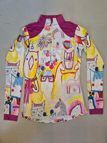 2nd Hand ESPOIR Baselayer/ Pinks & Purples Cartoon/ XS