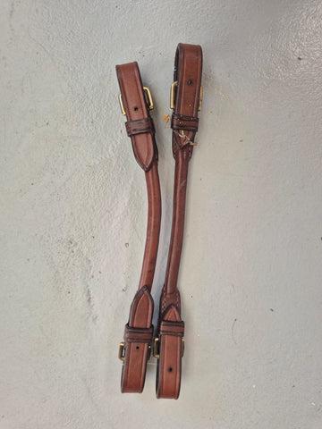 2nd Hand Rolled Rein Connectors/ Brown & Brass
