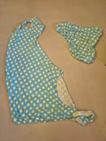 2nd Hand Showing Hood & Saddle Cover / White & Turq polka dots/ Med