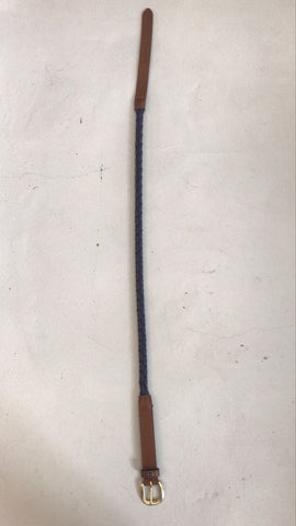 2nd Hand EA Plaited Belt/ Navy & Brown/ Small