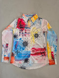 2nd Hand ESPOIR Button Down Shirt/ Colourful Horse Fun Fair/ S