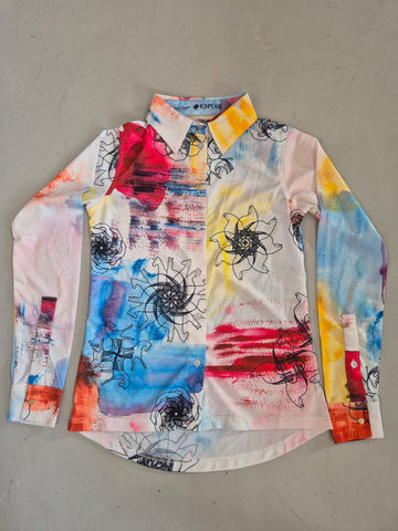 2nd Hand ESPOIR Button Down Shirt/ Colourful Horse Fun Fair/ S