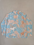 2nd Hand ESPOIR Button Down Shirt/ Baby Blue/ Horse print Leaves/ S
