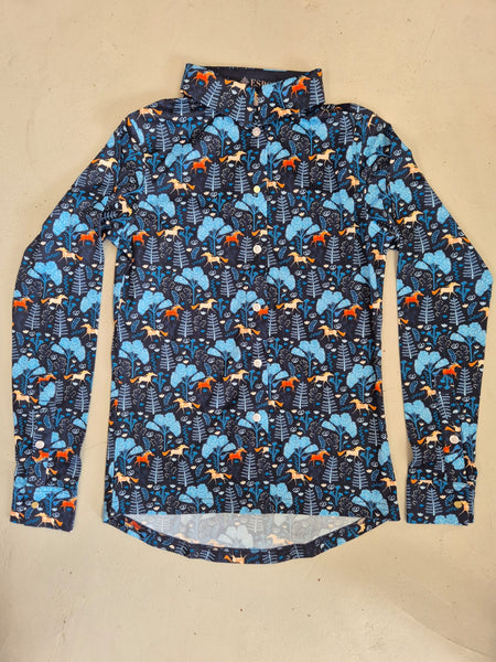 2nd Hand ESPOIR Button Down Shirt/ Midnight Horse/ XS