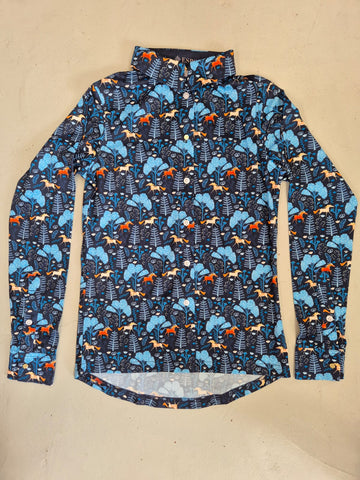 2nd Hand ESPOIR Button Down Shirt/ Midnight Horse/ XS