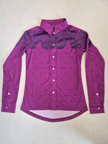 2nd Hand ESPOIR Button Down Shirt/ Purple Rearing Horse/ XS