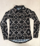 2nd Hand ESPOIR Button Down Shirt/ Black Bridle Print/ XS