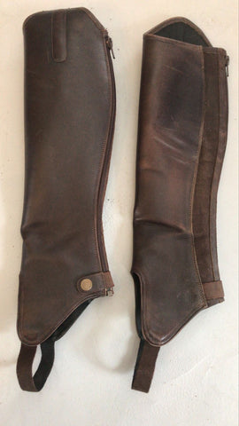 2nd Hand Leather Gaiters/ Brown/ ADULT XS CALF