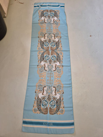 2nd Hand Espoir Scarf/ Baby Blue & Beige Horse/ Long
