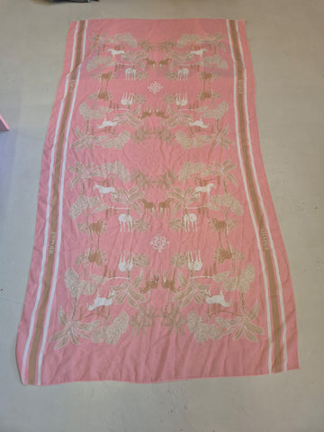 2nd Hand Espoir Scarf/ Pink & Beige Horse Print/ Large