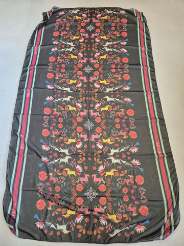 2nd Hand Espoir Scarf/ Black & Colourful Floral/ Large