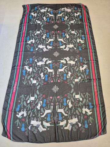 2nd Hand Espoir Scarf/ Navy, Pink & Teal/ Large
