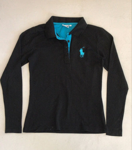 2nd Hand Polo Shirt/ Black & Blue/ Small
