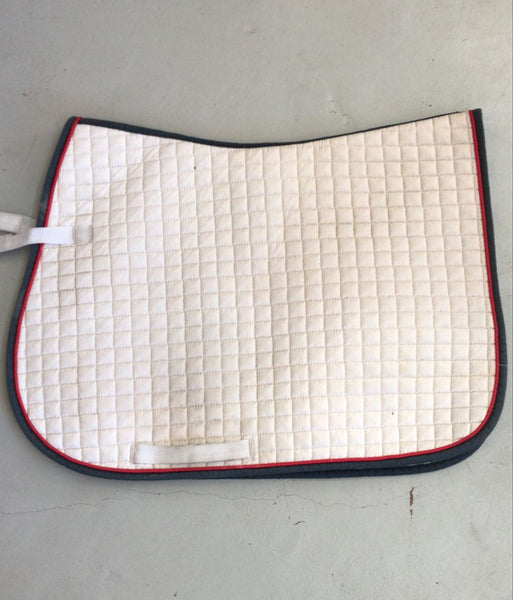 2nd Hand Saddlepad/ White with Blue & Red Trim/ Full