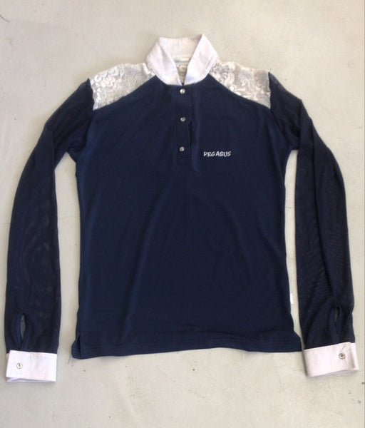 2nd Hand Pegasus Long Sleeve Show Shirt/Navy/ Small