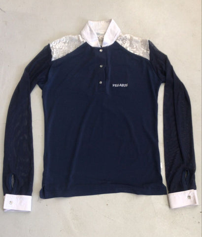 2nd Hand Pegasus Long Sleeve Show Shirt/Navy/ Small