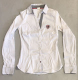 2nd Hand Long Sleeve Shirt/ White & Grey Stripe/ XXS