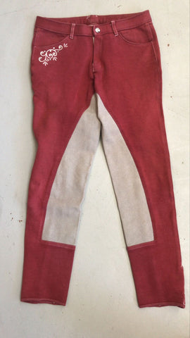2nd Hand Equilibre Breeches/ Burgundy & Grey/ EU40