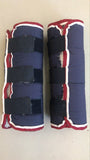 2nd Hand Fleece lined Trucking Boots/ Navy, White & Red/ Full