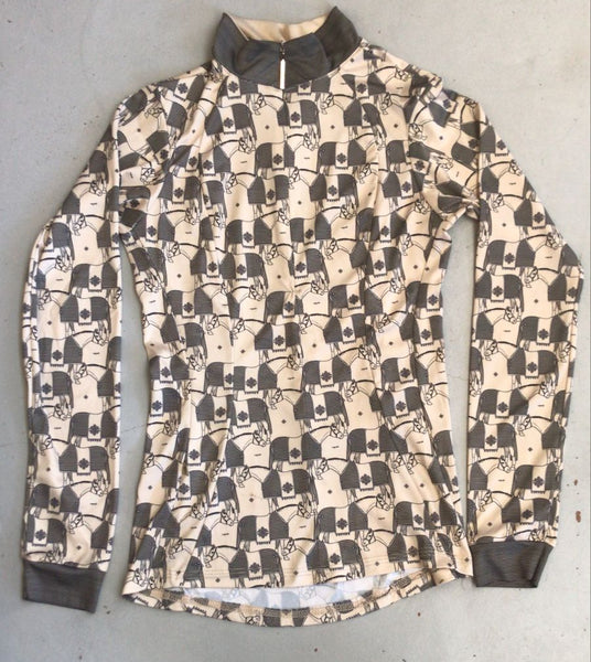 2nd Hand Espoir Baselayer/ Horses in Rugs/Black & Beige/ XS