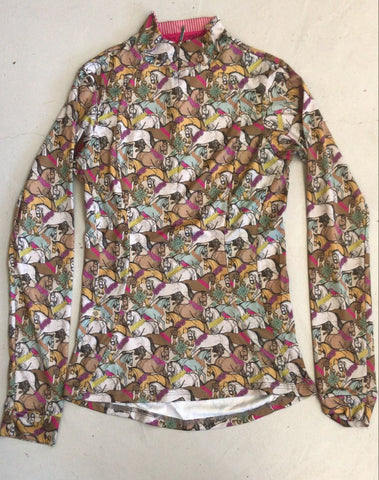 2nd Hand Espoir Baselayer/ Horse Flower Wreath/ Mustard & Pinik/ XS