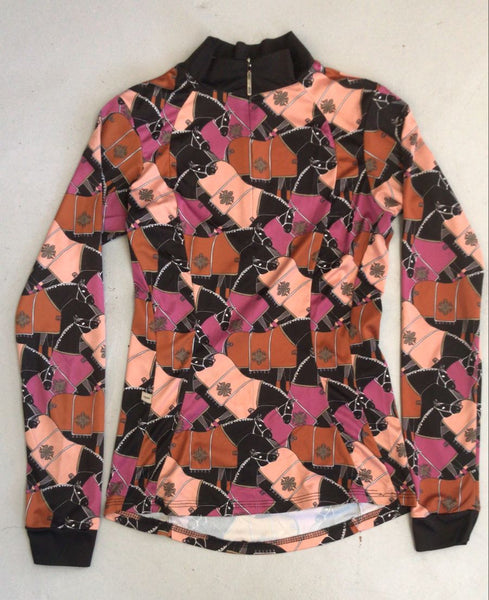 2nd Hand Espoir Baselayer/ Horse in Rug/ Pink, Rust & Black/ XS