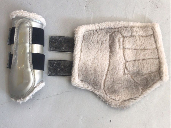 2nd Hand Harrys Horse Fluffy Brushing Boots/ Silver/ Cob