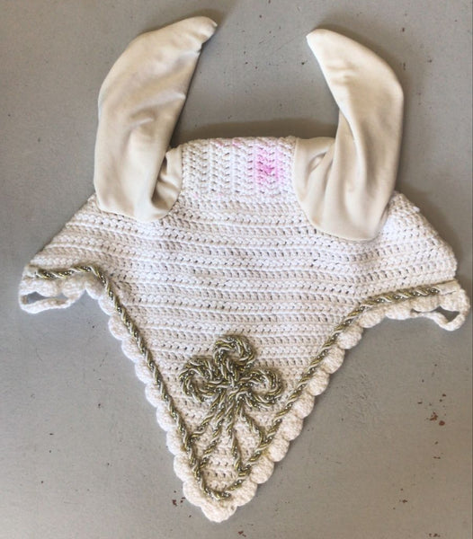 2nd Hand Ear Veil/ White & Gold/ Cob