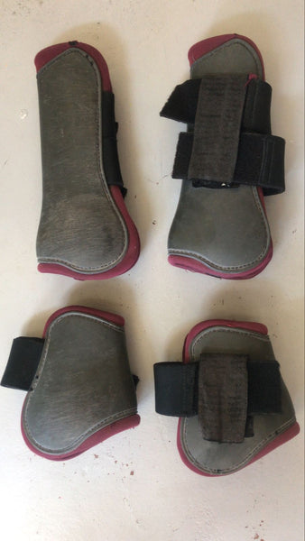 2nd Hand Tendon & Fetlock boot set/ Black with Purple trim