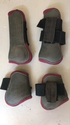 2nd Hand Tendon & Fetlock boot set/ Black with Purple trim