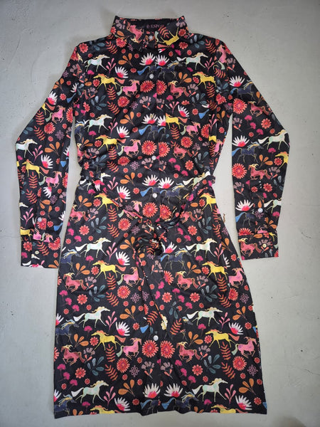 2nd Hand Espoir Button Down Dress/ Horse Print/ Multi / XS