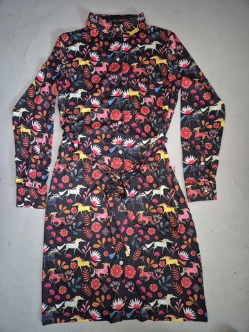 2nd Hand Espoir Button Down Dress/ Horse Print/ Multi / XS