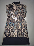 2nd Hand Espoir Dress with Zip/ Rearing Horse/ Navy & Gold / XS