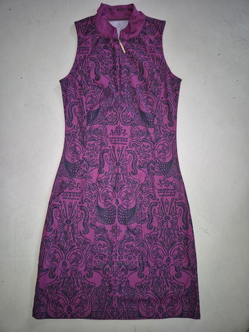 2nd Hand Espoir Sleeveless Dress with Zip/ Horse Print/ Purple / XS