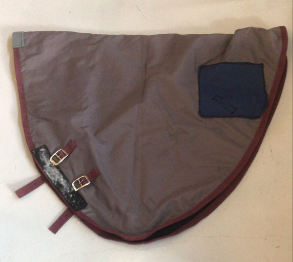2nd Hand Fleece lined Neck Piece/ Grey & Burgundy/ Medium