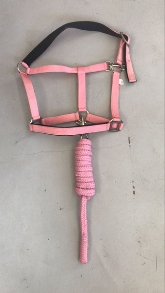 2nd Hand Headcollar & Lead/ Pink/ Cob