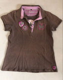 2nd Hand Harrys Horse Polo Shirt/ Brown w Pink/ Large