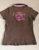 2nd Hand Harrys Horse Polo Shirt/ Brown w Pink/ Large