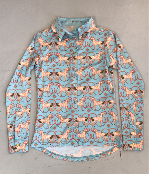 2nd Hand Espoir Shirt/ Light Blue Horse/ XS