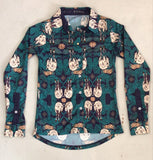 2nd Hand Espoir Shirt/ Purple & Blue Horse/ XS